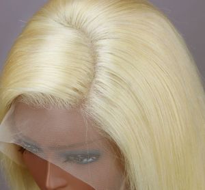 Vente en gros de perruques cheveux humains bruts à cuticule alignée 613 Bob cheveux indiens sans colle 4x4 13x4 dentelle transparente frontale 613 Bob droit - Product Image 5