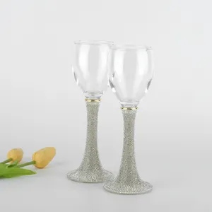 クリスタルダイヤモンドワイングラス2個セット、毎日のワインサバントスパークリングワインウェディンググラスによる高さ9インチ