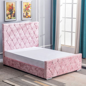 Cadre de lit Queen Size avec tête de lit rembourrée confortable, lit capitonné pour la maison, style européen, en mousse - Product Image 4