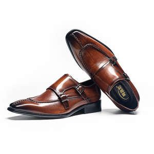 Chaussures habillées en cuir véritable pour hommes avec embout et protection d'orteil en acier – Chaussures de ville et professionnelles à enfiler - Product Image 4