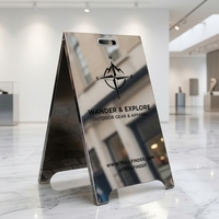 Panneau d'entrée sur pied, panneau publicitaire personnalisé, panneau directionnel en acier inoxydable, panneau en A pour café, pliable