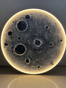 3D Ay Rölyef LED Lamba El Boyaması Oturma Odası Giriş Duvar Lambası Duvar Resmi Tek Parça Ay Dekorasyonu Duvar Sanatı Tablosu - Product Image 2