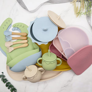 Juego de platos de silicona para bebé, set de platos de alimentación de elefante, dinosaurio, comer, arcoíris, succión dividida, sin BPA, nuevo diseño, <span class=keywords><strong>2022</strong></span>, Nube para niños, <span class=keywords><strong>2022</strong></span> - Product Image 4