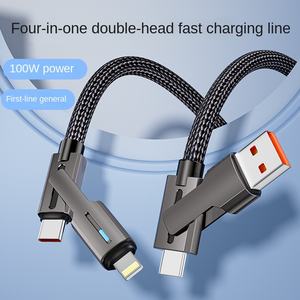 <span class=keywords><strong>สาย</strong></span><span class=keywords><strong>ชาร์จ</strong></span>เร็วแบบถัก 4-in-1 หัวคู่ 100W พร้อมหัวต่อ /<span class=keywords><strong>Type</strong></span>-<span class=keywords><strong>C</strong></span> ยาว <span class=keywords><strong>2</strong></span> <span class=keywords><strong>เมตร</strong></span> สำหรับโทรศัพท์ - Product Image 5