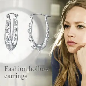 Moda takı OEM/ODM özel 925 ayar gümüş zirkon Celtic düğüm hughollow Hollow Hoop küpe