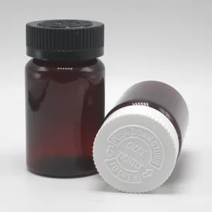 100 ml PET, großhandel recycling bernstein kunststoff medizin flasche für pille/vitamin/kapsel mit verschiedene kappen