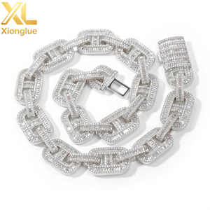 Hip Hop Women Engagement & Wedding Choker Silver Plated 5A Rectangle CZ <b>Iced</b> <b>Out</b> Bling Cuban Necklace - Product Image 3