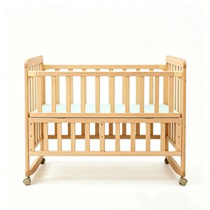 Culla per Neonati in Legno Massello con Ruote, Altezza Regolabile, Lettino Portatile per Neonati, Arredo Sicuro per la Stanza dei Bambini - Product Image 2