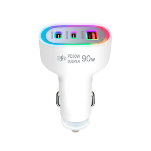 ที่ชาร์จในรถยนต์ 90W USB+2 Type-C ชาร์จเร็วสำหรับโทรศัพท์มือถือ ที่ชาร์จในรถยนต์แบบเร็ว USB-C 90W อะแดปเตอร์ที่จุดบุหรี่ในรถยนต์แบบ USB Type C - Product Image 4
