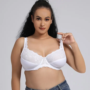 Ventes directes d'usine Ultra-mince grande taille pleine coupe sous-vêtements dentelle <span class=keywords><strong>transparente</strong></span> large bandoulière soutien-gorge pour femmes - Product Image 2