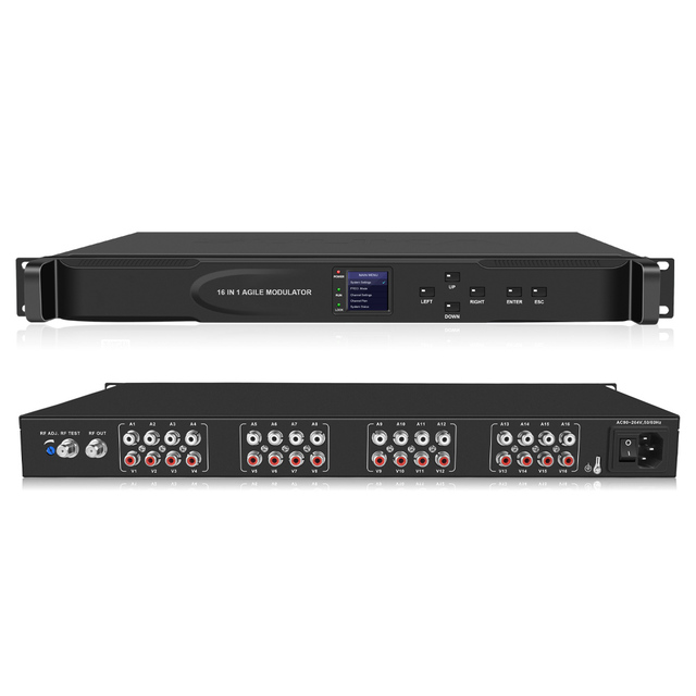 1RU 19" 16 in 1 CATV RF Agile Modulator NTSC PAL B/G D/K Analog TV Modulators