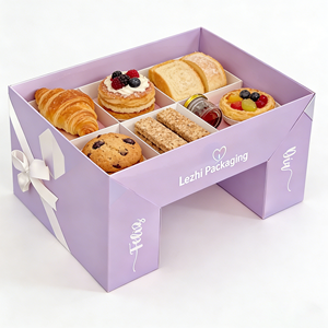 Caja de Papel Ecológica Rosa para Alimentos, Sushi, Crepas, <span class=keywords><strong>Hamburguesas</strong></span>, Chocolate, Repostería y Galletas, con Inserto, Venta al Por Mayor - Product Image 3