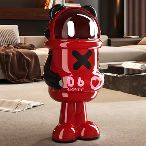 Govue Cartoon Trash Can Large Capacity With Lid For Living Room Bathroom Indoor Use - Product Image 3