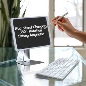 IPad holder, detachable aluminum safety iPad shell, adjustable and rechargeable desktop device