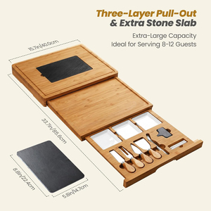 Ensemble cadeau de planches à charcuterie en bambou carbonisé, plateau à viande en bois gravé personnalisé, plateau à fromage et ensemble de couteaux - Product Image 4