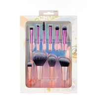 4285 RT 10 pièces, nouveau kit de pinceaux de maquillage de voyage miniature portable à double face avec manche en aluminium, marque privée, 2 en 1