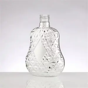 कस्टम लोगो 750 मिलीलीटर स्पष्ट चौकोर आकार वोदका ब्रांडी व्हिस्की व्हिस्की कांच की बोतल