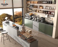 Vitrines d'exposition pour café avec éclairage LED personnalisable, comptoir de bar élégant et vitrine à gâteaux