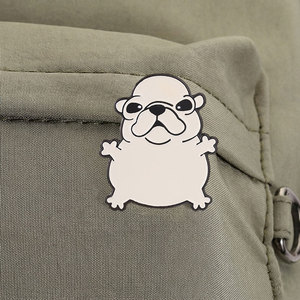 Épinglette en émail personnalisée, chien blanc mignon et dodu, badge en métal amusant, bouledogue français kawaii, épinglette de revers, cadeau de bijoux créatif - Product Image 4