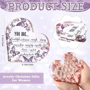 Décoration de bureau pour femmes chrétiennes inspirantes, verset biblique, prière, cœur en acrylique, inscription religieuse, cadeau d'anniversaire pour maman, sœur - Product Image 4