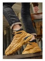 Bottes de randonnée décontractées pour hommes à lacets, avec tige en PU et semelle extérieure en caoutchouc, idéales pour l'automne