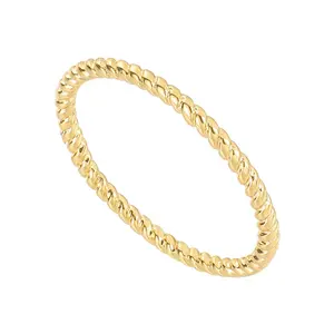 Aiz Jewelry Minimalist Unisex ODM Solid Gold Real 14K Gold Rope Wire 9K Twist Rope Stacking Finger Ring