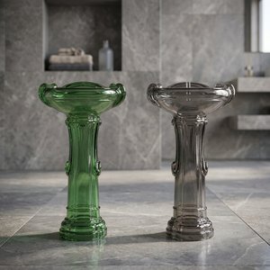 Lavabo de Pedestal de cerámica rústica de calidad Superior, lavabo resistente a las manchas, juego de baño para Hospital Villa Direct India - Product Image 5