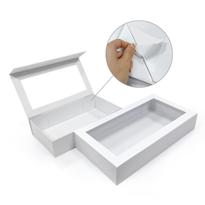 Custom Flip Folding Magnetic Closure Cover Cosmetic Packaging <b>Black</b> <b>Gift</b> <b>Box</b> With Clear Window - Product Image 6