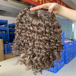 Doğal kenar hattı brezilyalı işlenmemiş insan saçı sarışın kalıcı kıvırcık boyutu 8X8 inç ipek üst düz iyi kadın Topper - Product Image 3