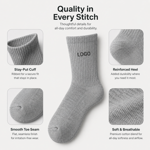 Calcetines de Algodón Transpirables para Hombre, con Logotipo Personalizado, Estilo Casual de Negocios, para Fiesta, Vestir, Gimnasio, Sin Costuras, Proveedor ODM - Product Image 2