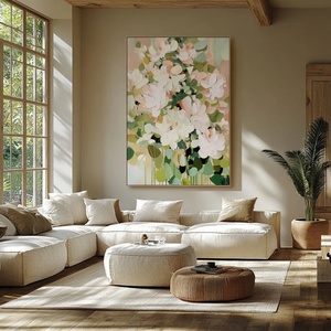 Grande peinture murale moderne texturée à fleurs sur toile, décoration créative personnalisée, cadeau idéal pour l'inauguration d'une maison - Product Image 2