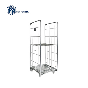 Conteneur à roulettes en acier Q235 pliable et empilable à double paroi, couverture de <span class=keywords><strong>cage</strong></span> à roulettes, capacité moyenne, durable, roues de stockage, 500 kg - Product Image 4