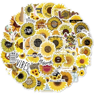 50Pcs Fresh Sunflower Sunshine Flowers Plant <strong>Yellow</strong> <strong>Sticker</strong> For Girl Paper Decal Notebook Luggage Decorative <strong>Stickers</strong> - Product Image 2