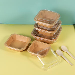 บรรจุภัณฑ์อาหารแบบนำกลับบ้านสำหรับขายส่ง ย่อยสลายได้ รีไซเคิลได้ สำหรับก๋วยเตี๋ยว สลัด ชามกระดาษทรงแปดเหลี่ยม - Product Image 4