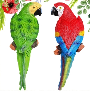 Harz Papagei <span class=keywords><strong>Outdoor</strong></span> Bar Dekor, große realistische Papagei Statuen für lebensechte Vogel Skulpturen Garten Figur Tier Baum Wand - Product Image 1