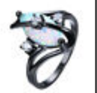 JIELING Luxe Blanc Opale Cheval Oeil Anneau Top Vente Noir Plaqué Or À La Mode Bijoux De Mode Anneaux De Pierres Précieuses pour Femmes Fabriqué En Laiton