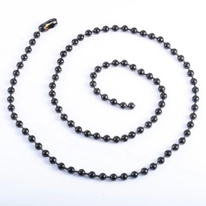 Collier de perles pour femmes et hommes, chaîne à billes en acier inoxydable, accessoires de bijoux pour le cou, collier rond Rolo plaqué noir - Product Image 6