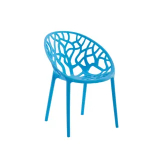 Hot Sale Stackable Hollow Out Blue Polypropylene Plastic Outdoor Garden Chair