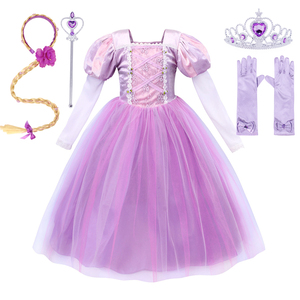 Kostum Putri Gaya Eropa untuk Pesta Halloween, Pakaian Natal Lengan Panjang, Kostum Rapunzel, Gaun Mewah untuk Anak Perempuan - Product Image 2