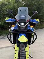 Moto tout-terrain CFMOTO 450MT 450cc Twin ADV d'occasion, bleu et blanc, avec protection contre les chocs, sacoches latérales, pour les voyages hors route