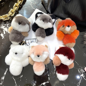 New Lovely Real Rex <strong>Rabbit</strong> Fur Animal fox Shape <strong>Plush</strong> Keyring <strong>Custom</strong> <strong>Soft</strong> Stuffed Mini Animal <strong>Toys</strong> Bag Pendant - Product Image 2