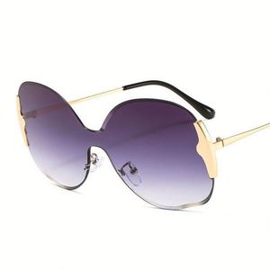 Lunettes de soleil pour femmes tendance vintage 2020, verres dégradés, UV400, sans monture, surdimensionnées - Product Image 4