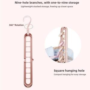 Factory Direct <strong>Multi</strong>-Functional Rotating Plastic Nine-Hole Clothes <strong>Hanger</strong> Rack Internet Celebrity Wardrobe Storage for Household - Product Image 3