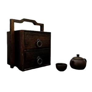 Junru Solid Wood Portable <b>Tea</b> Box With Dual Drawers And Handle For <b>Tea</b> <b>Sets</b> - Product Image 5