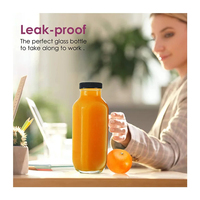 Transparante 16oz dispenserfles voor dranken, smoothies, koudgeperste kombucha, met schroefdeksels, glazen drinkflessen voor sap.