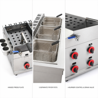 DanFuQi Friteuse à gaz professionnelle en acier inoxydable, triple, robuste, à pression unique, pour poulet, avec réduction du bruit, facile à utiliser