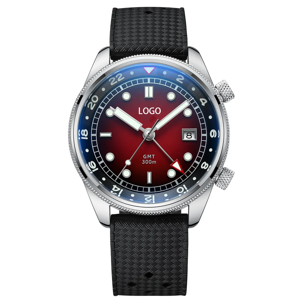 Relógio clássico de aço inoxidável 316L 40MM, relógios 300M Diver GMT, alimentado por NH34 com Super-LumiNova BGW9