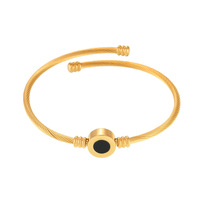 Bracelet manchette ouvert en nacre et abalone, bijoux en acier inoxydable plaqué or 18 carats PVD