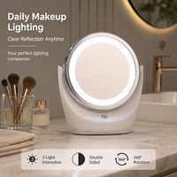 Miroir de maquillage LED compact sur pied à piles pour usage quotidien, salon de beauté ou domicile
