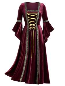 Femmes gothique Halloween <span class=keywords><strong>moyen</strong></span> âge dressing mode grande balançoire Vintage robe à manches longues fête - Product Image 2